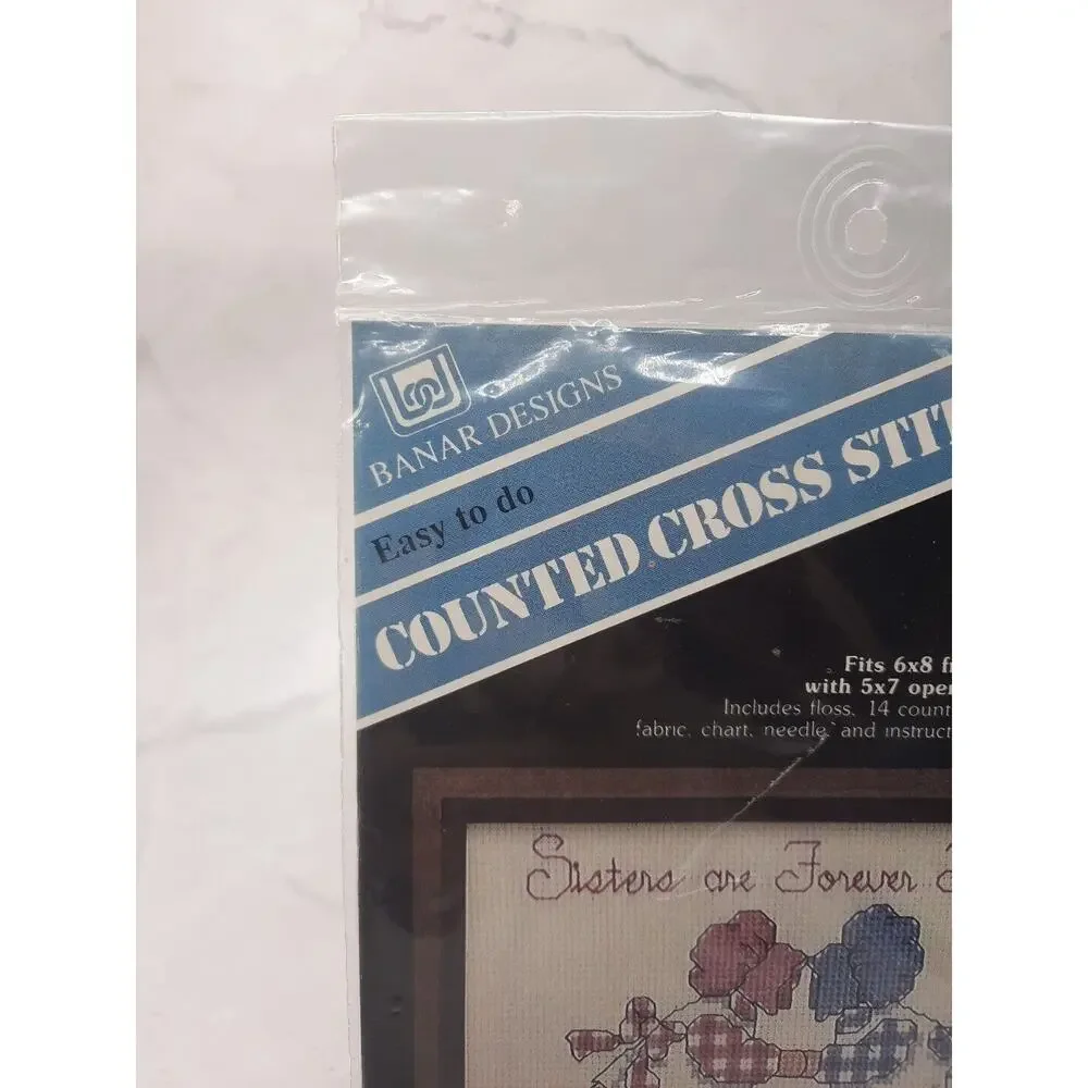 Banar Designs Counted Cross Stitch Kit Sisters Are Forever Friends CSK-29 5x7